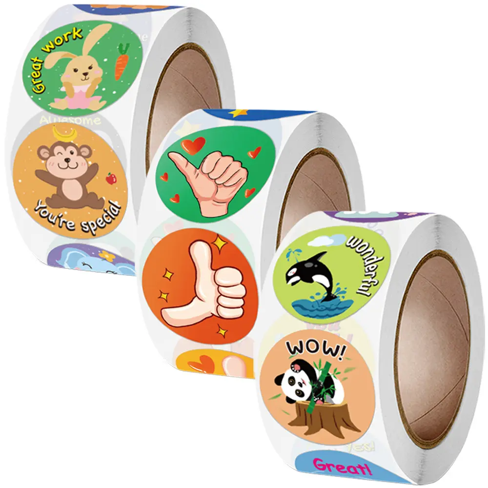 500/Roll pouces up Like Cartoon motivation slogan jeux jouets autocollants éducatifs étiquettes