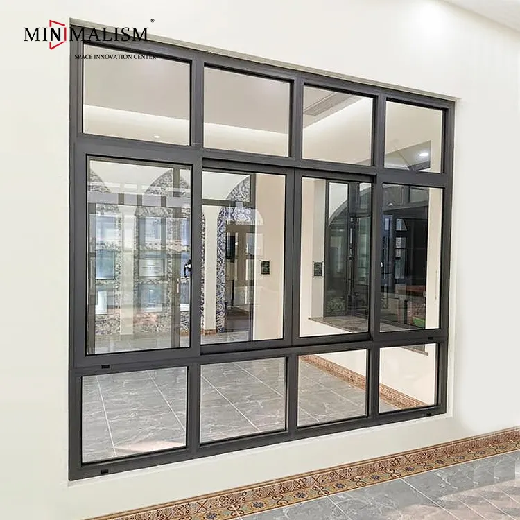 Ventanas de vidrio con marco de aluminio con precio barato Ventana de Casa deslizante de aluminio de último diseño simple