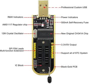SOP8 SOIC8 Test Clip and CH341 <strong>USB</strong> <strong>Programmer</strong> <strong>Flash</strong> for Most of 24 25 Series EEPROM BIOS Chip