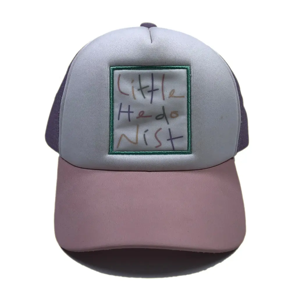 Gorra de béisbol de malla de espuma de 5 paneles rosa para niños, popular, OEM, parche de impresión por sublimación bordado personalizado, gorra de camionero para niños