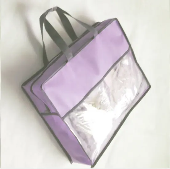 Bolsa de transporte de almohada de plástico pvc con lados no tejidos y encuadernación de costuras