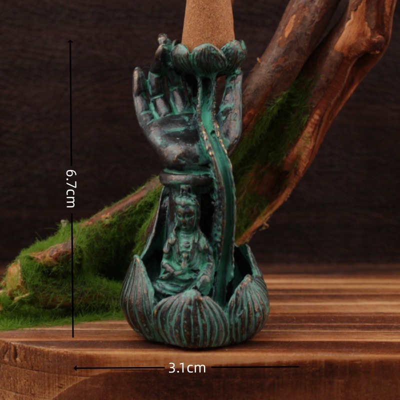 Lotus and Buddha's Hand Backflow Incense (Single Incense Holder)