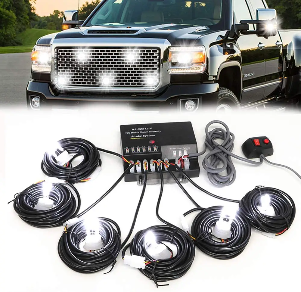Sistema di illuminazione per automobili 12V bianco 120 watt 6 lampadine nascoste luci stroboscopiche a scomparsa allo xeno per veicoli auto camion