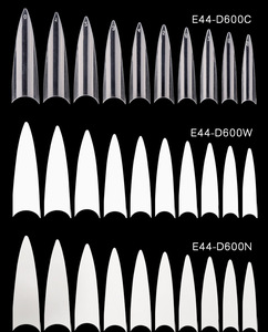600 ชิ้น/ถุงอะคริลิคกลางยาว Stiletto เล็บเคล็ดลับประดิษฐ์ชี้คมโปร่งใสเต็มเล็บปลอม - Product Image 2