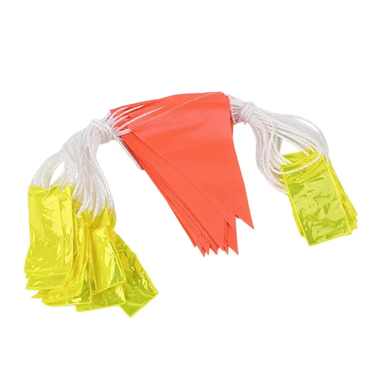 Personnalisé PVC maille tissu chaîne fanion bannière orange triangulaire banderoles drapeaux de sécurité avec treillis réfléchissant