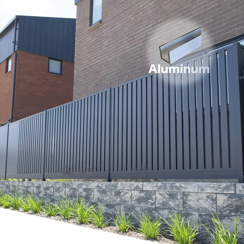 Morden ranh giới tường Nhôm hàng rào Thiết kế nhôm dọc đá đen hàng rào Vật liệu ngoài trời riêng tư hàng rào tấm cho nhà ở