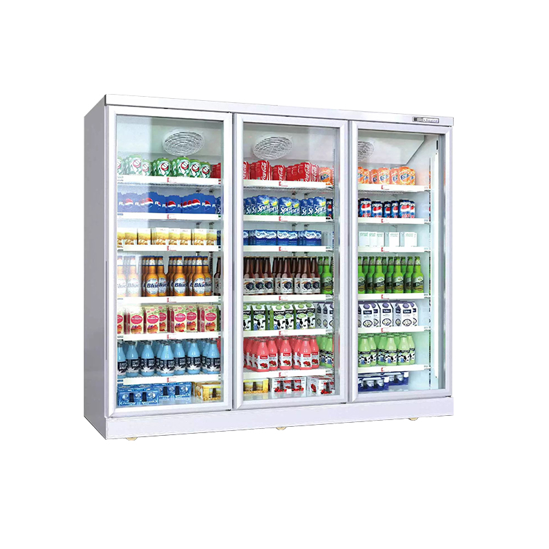 Supermarket commercial freezer air cooling system upright display freezer