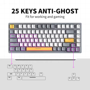 T82 Compact TKL Teclado para juegos de computadora con cable 82 teclas 75% Interruptor rojo LED retroiluminado Interfaz USB Color Laptop PC Juegos