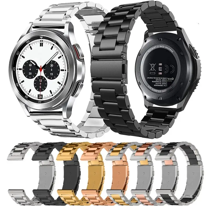Correa de reloj Eraysun, correas de acero inoxidable de lujo para Samsung Huawei, pulsera de Metal, correa ajustable de 20 22mm, correa de reloj inteligente