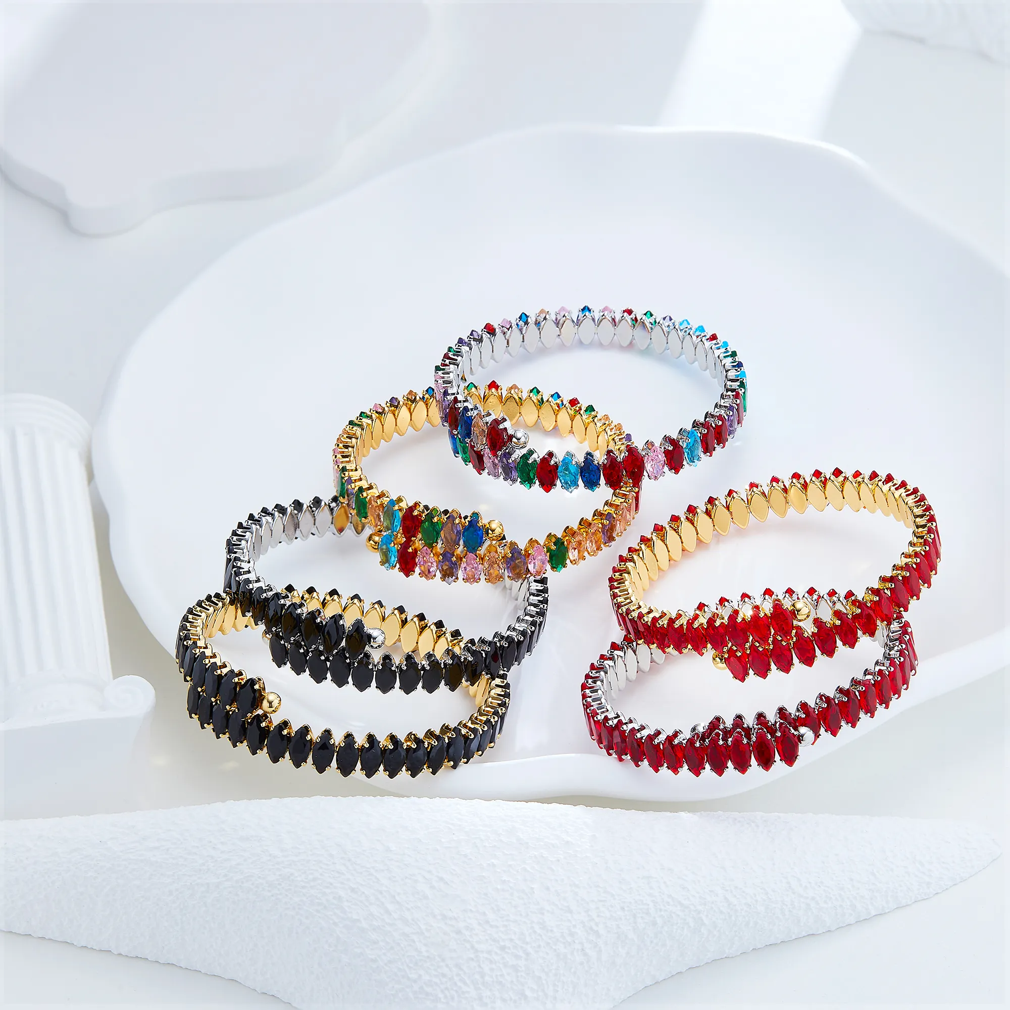 European American style gelang rantai titanium 18K Colorful Trendy Diamond Zircon femme charm fashion jewelry bracelets