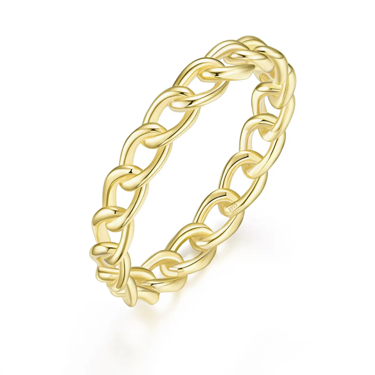 Somen 925 סטרלינג כסף טבעת 14K זהב מצופה Stackable טבעת מסיבת תכשיטי נצח להקות תכשיטי מתנת נשים שנה