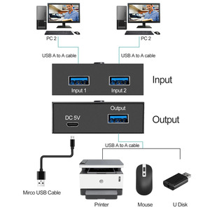 Usb 3.0 2 <strong>Input</strong> 1 Out or 1 <strong>Input</strong> 2 Out Usb <strong>Computer</strong> Share Printer KVM Bidirectional Switcher Selector - Product Image 3