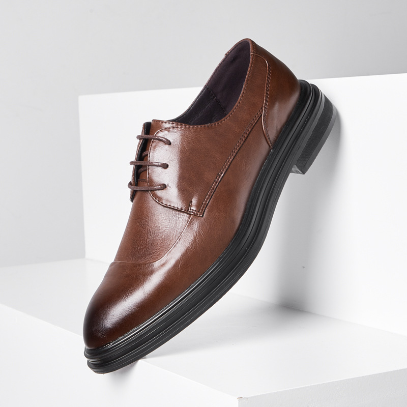 Stylish High End Premium leather Fashionable Casual Dress Less Up Shoe For Men Brown S219-3532 (STOCK ITEM) 2 PRISTINE