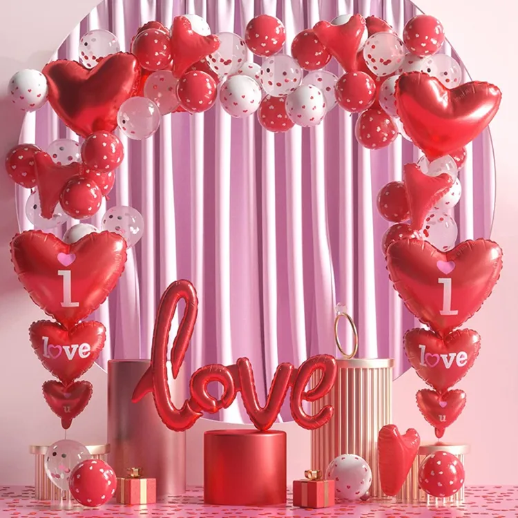 Globos de látex con forma de corazón para decoración de fiesta de San Valentín, globo con forma de corazón para decoración del Día de San Valentín y regalo, Idea para él A3134