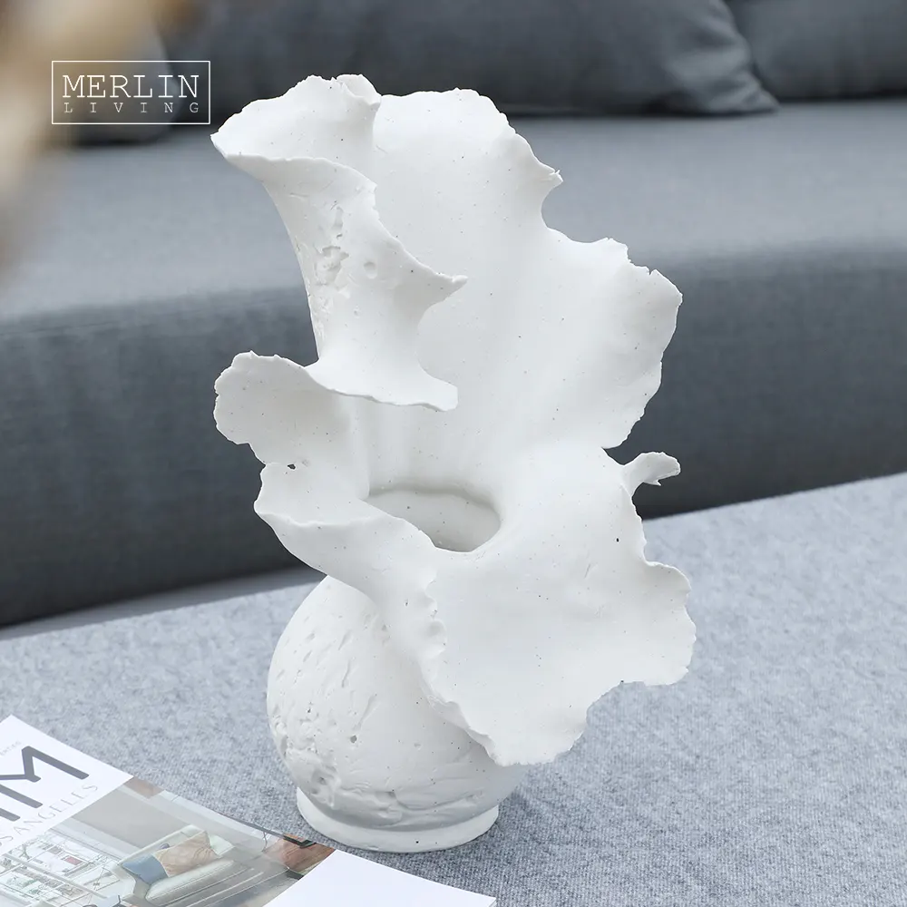 Merlin vivant fait à la main Artstone blanc Vases en céramique Grand Vase à fleurs pour la décoration intérieure Vase Chaozhou usine en céramique en gros