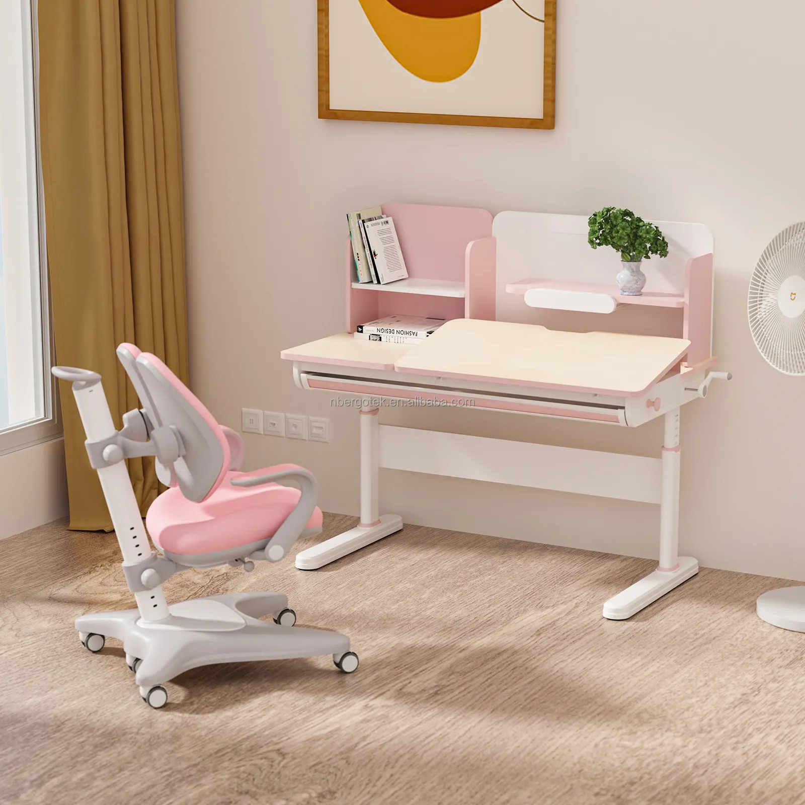 Height Adjustable table and chair modern writing home drawing ergonomic children study table set With Storage Drawer