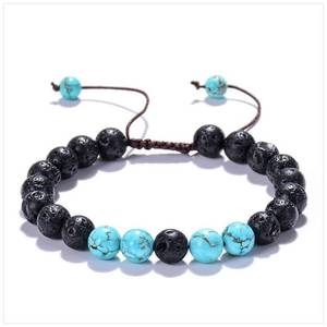 Lava Rock 7 Chakrasエッセンシャルオイルディフューザー男性宝石ブレスレットカラフルなすべての天然織りブレスレットメーカーデザイン