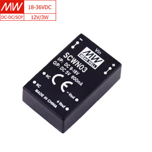 MEAN WELL SCWN03B-12 86% Eff., 18-36VDC <strong>Input</strong>, 12V 0.25A <strong>Output</strong>, DIP24 3W <strong>DC</strong>-<strong>DC</strong> Converter, for Industrial &amp; Telecom Systems - Product Image 1