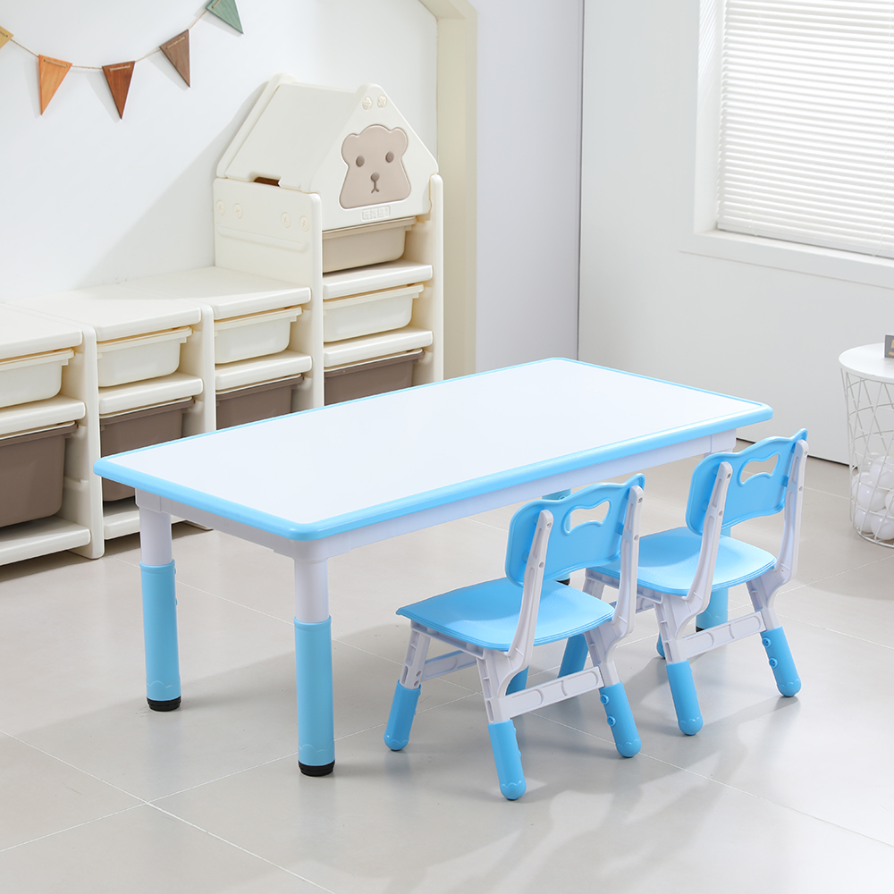 Blue white desktop-1 table 2 chairs