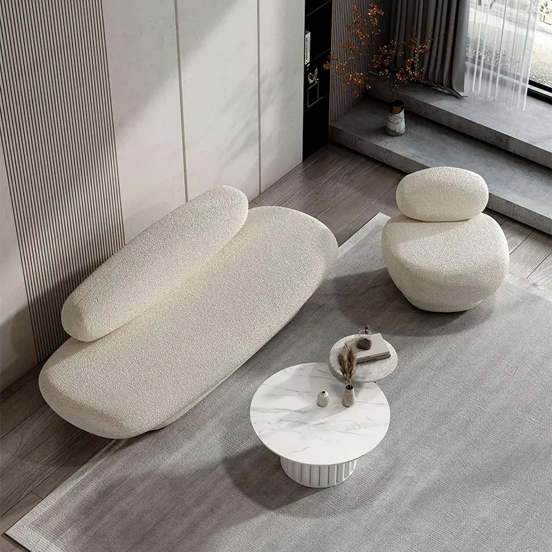 Ánh sáng sang trọng vải nghệ thuật sofa lambsam hiện đại tối giản phòng khách căn hộ nhỏ vẻ đẹp nhà cong ngoài hành tinh thiết kế sofa
