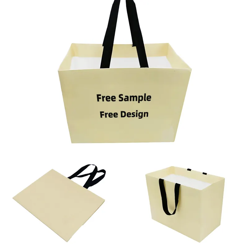 Riciclabile stampa personalizzata logo del marchio design di lusso abbigliamento al dettaglio regalo acquisto gioielli sacchetto di carta con manico