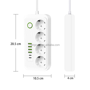 Regleta de alimentación europea al por mayor de fábrica con cargador USB, cable de extensión de 6 puertos, 4 salidas, toma de corriente móvil multifuncional - Product Image 3