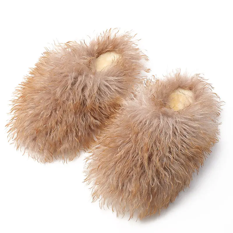 Nieuwe Stijl Dames Winter Warme Strand Wollen Slippers Mode Huis Pluche Katoenen Schoenen