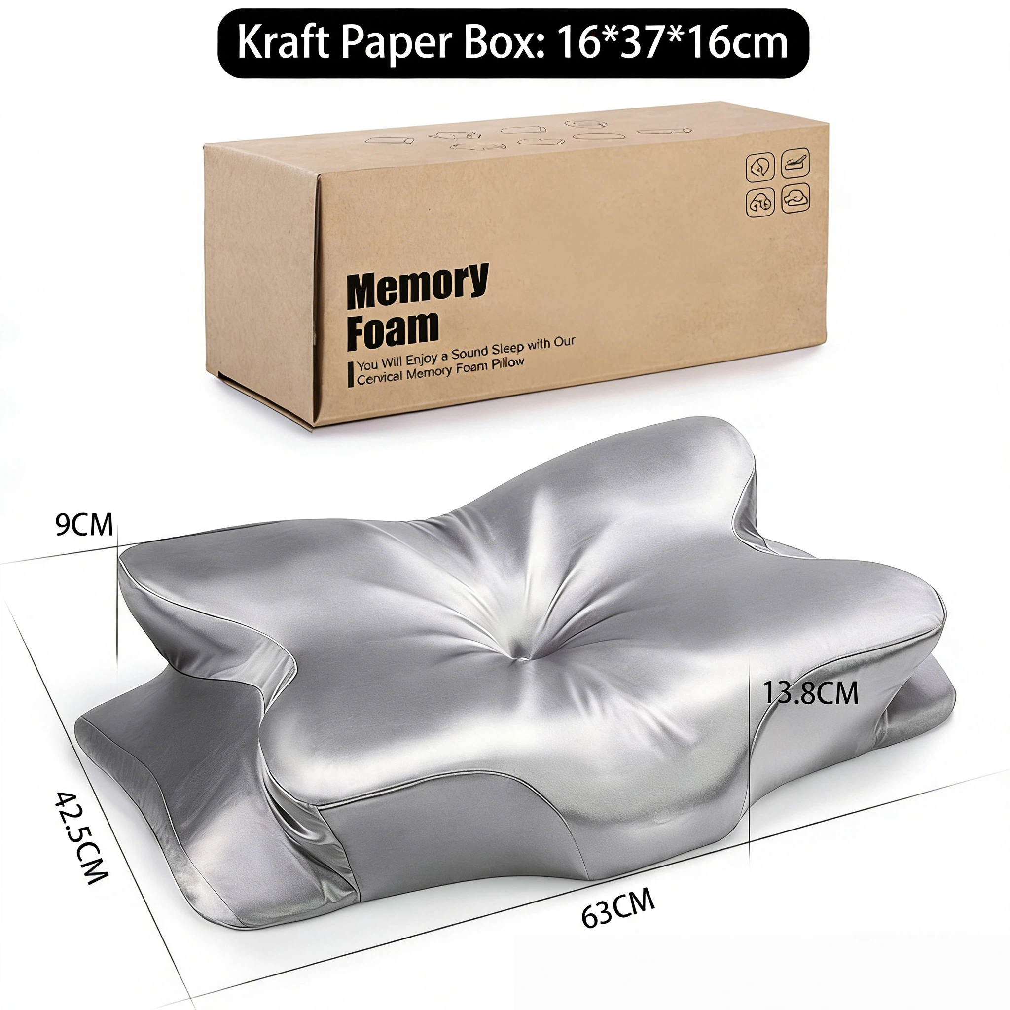 Boîte en papier kraft gris argenté