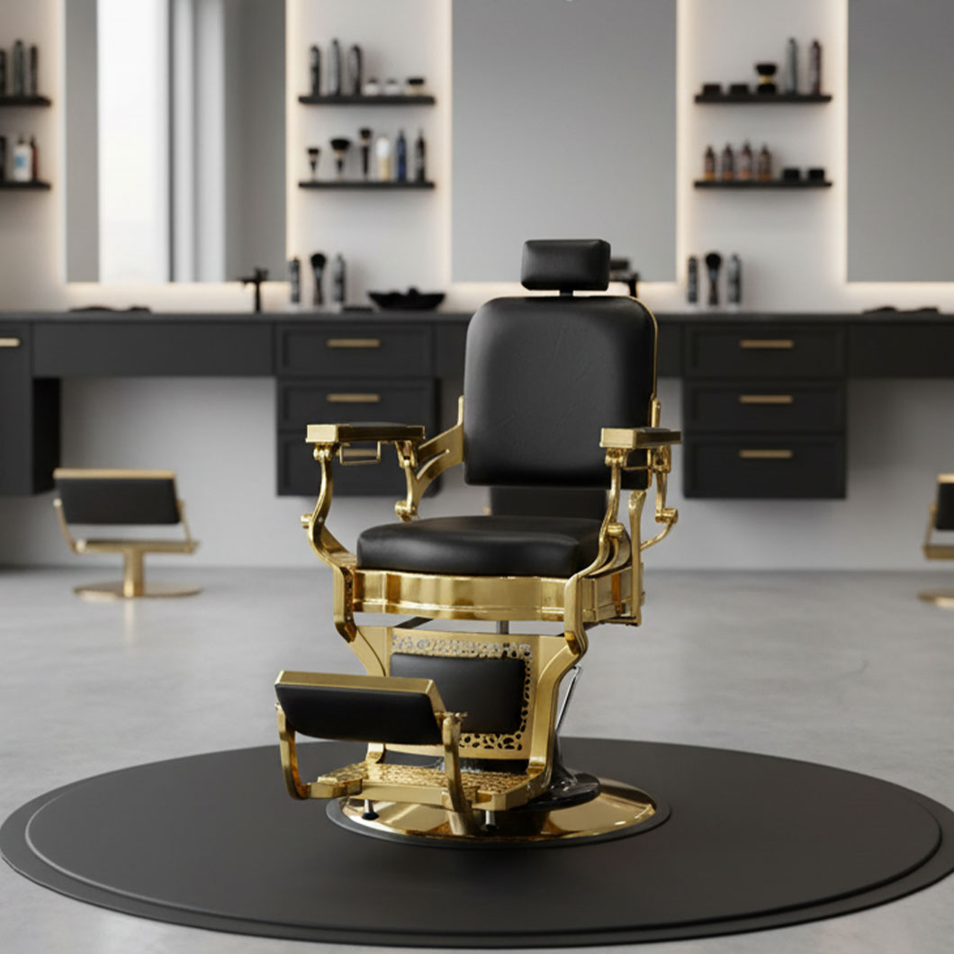 Cuir noir + Cadre doré