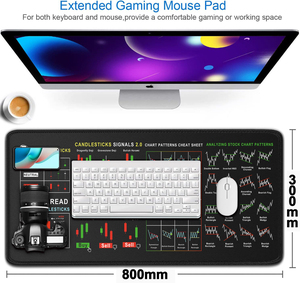 Tappetino per Mouse per <span class=keywords><strong>Computer</strong></span> di grandi dimensioni con bordi cuciti mercato azionario investire Day Trader Trading Mouse Pad grafici Cheat Sheet - Product Image 2