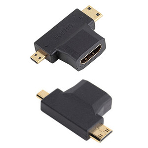 2合1 HDMI至迷你/微型HDMI适配器公头至HDMI母通用T适配器，带镀金连接器 - Product Image 2