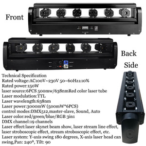 ZY Tam Renkli 6 Gözlü RGB Lazer Işık <span class=keywords><strong>DMX</strong></span> Disko Lazer Hareketli Kafa Işığı DJ Disko Gece Kulübü Sahne 6 Gözlü Hareketli Kafa Lazer Bar - Product Image 2