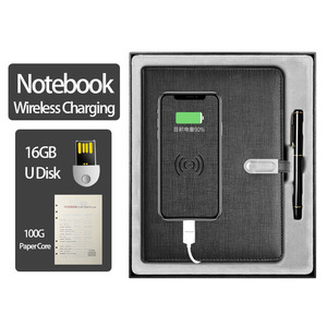 Cuadernos personalizados, cargador inalámbrico, portátil con USB, Banco de energía multifunción de cuero, portátil inteligente con bolígrafo - Product Image 1