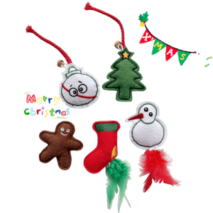 Juguetes navideños para gatos con hierba gatera y plumas - Product Image 1