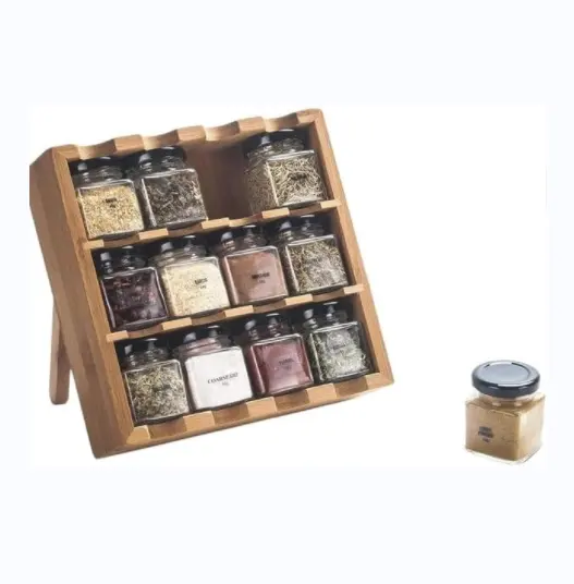 Productos de madera Estante de almacenamiento de cocina Accesorios de cocina Caja de especias Estante de especias de madera de pie