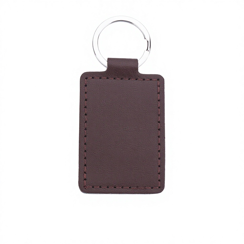 Llavero rectangular de cuero PU - color chocolate