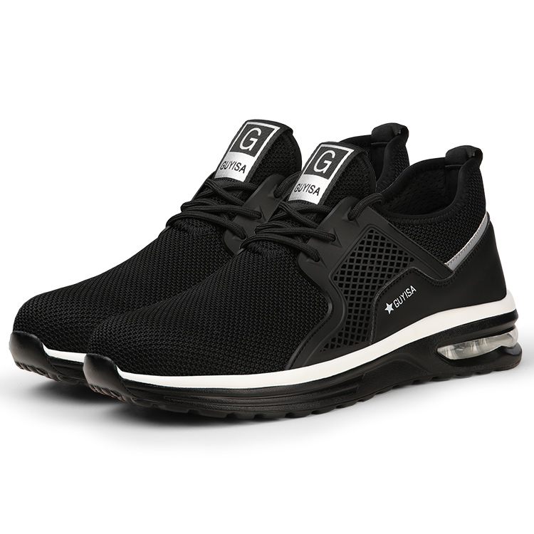 GUYISA New Design Fly Netting Nloth Steel Toe Sneaker for Men Black S219-2311 18 PRISTINE