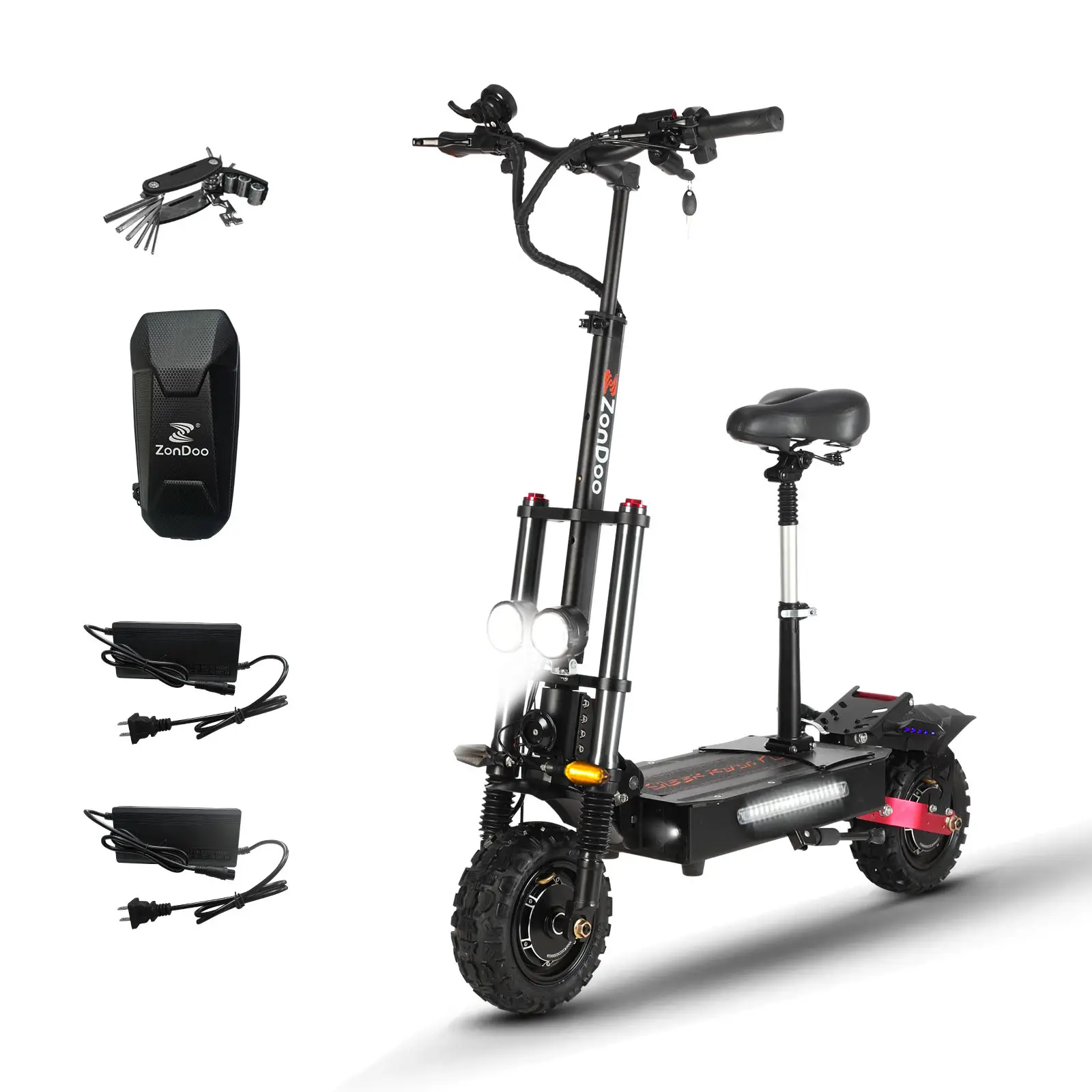 Magazzino EU USA 60V 5600W potente ZonDoo Off Road 11 pollici grasso pneumatico 85KMH veloce velocità scooter elettrici per adulti