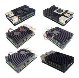 Custodia in alluminio <span class=keywords><strong>Raspberry</strong></span> <span class=keywords><strong>Pi</strong></span> 5 raffreddamento attivo radiatore ventola PWN Silicone dissipatore metallo guscio accessorio elettronico