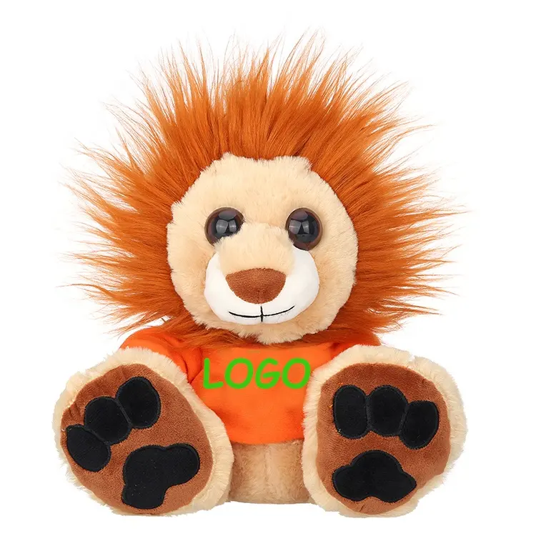 Stuffed Animal Dos Desenhos Animados Leão Marrom Brinquedo Com camisas de t LOGOTIPO Personalizado Atacado Soft Crianças Brinquedo De Pelúcia Do Leão