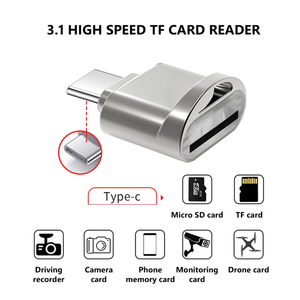 USB C微型sd卡读卡器，带锌合金外部的C型至微型sd卡适配器，适用于TF微型sd卡的便携式sd卡读卡器 - Product Image 6