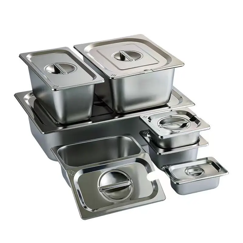 Contenitore per alimenti di dimensioni multiple in plastica o acciaio inossidabile contenitori Buffet vassoio Gn Pan gastronorm pan