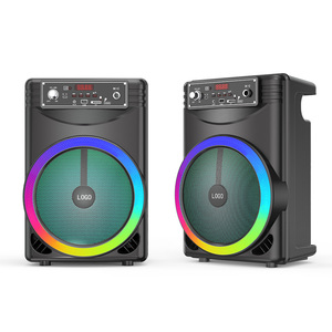 Altavoz Bluetooth recargable portátil con iluminación LED RGB Micrófono de diente azul para Karaoke para uso en computadora