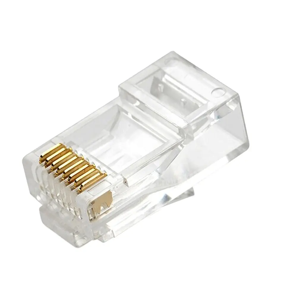 Conector de cat5e cat 6 cat6a cat7 rj45, conector utp 8p8c 0u 1u 3u 15u 30u 50u dourado