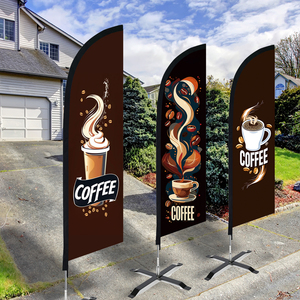 لافتة ترويجية خارجية مطبوعة مخصصة للشاطئ ، علم الدعاية والإعلان ، لا يشمل أي عمود المقاهي ، علم ريشة القهوة - Product Image 3