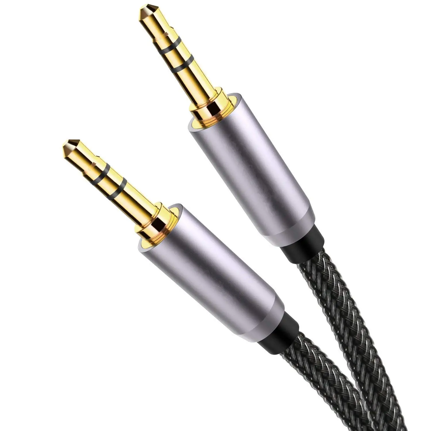 Cabo de áudio auxiliar trançado de nylon de 3.5mm, adaptador macho para macho, cabo aux para fones de ouvido, carro, casa, alto-falante estereos