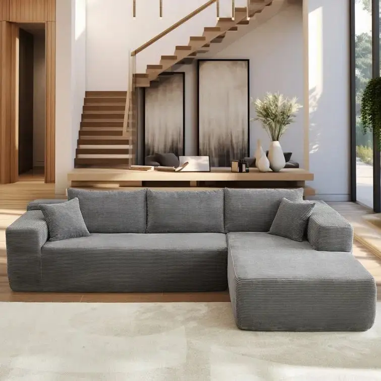 Ucuz tasarım kesit kumaş koltuk takımı basit tasarım kanepe seti Modern kumaş sıkıştırılmış kanepe