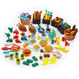 136 Cái Phụ Kiện Thực Phẩm Thành Phố Khối Xây Dựng Gạch Hình Động Vật Bạn Bè Nhà Bếp Trang Trại Nhà Hàng Bộ Phận Gạch MOC - Product Image 1