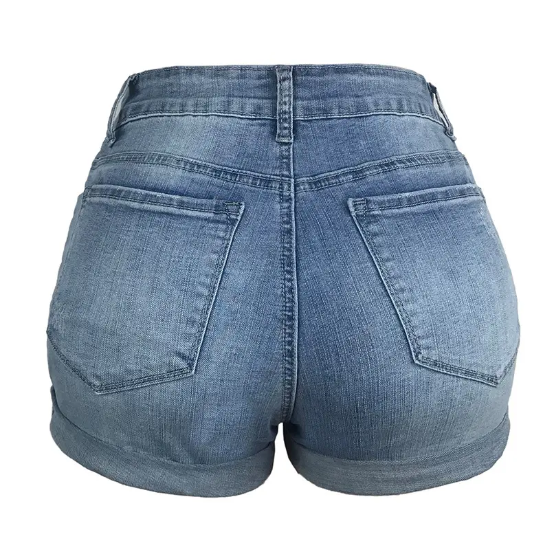 Calvera-pantalones cortos de cintura baja para mujer, Vaqueros cortos rasgados lavados con agujeros, venta al por mayor