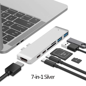 Factory 7 in <strong>Type</strong> <strong>C</strong> Stand Dual <strong>Usb</strong> <strong>3.1</strong> Usbc Hub Adaptor Multiport <strong>Usb</strong> Hub <strong>Type</strong> Hubs <strong>Usb</strong>-<strong>c</strong> <strong>Adapter</strong> 7 in 1 - Product Image 2